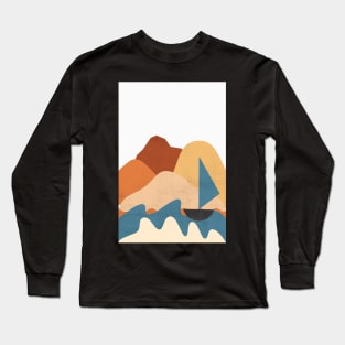 Landscape Art - Mountains Hiking - Sunset Adventure - Blue Lagoon - Seaside Art - Sunrise Mountains Long Sleeve T-Shirt